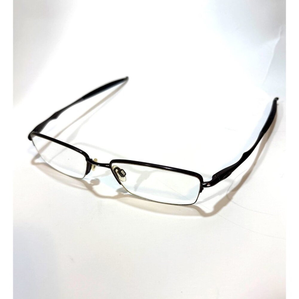 Oakley Slim Black Rectangular Eyeglasses With Metal Frame